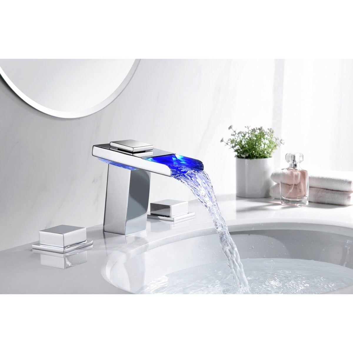 Chrome 8-Inch LED Widespread Bathroom Sink Faucet L35624