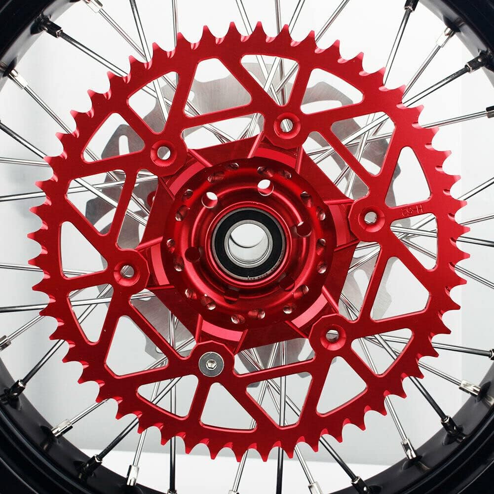 17" Supermoto Wheel Set with Brake Rotors and Rear Sprocket T7617