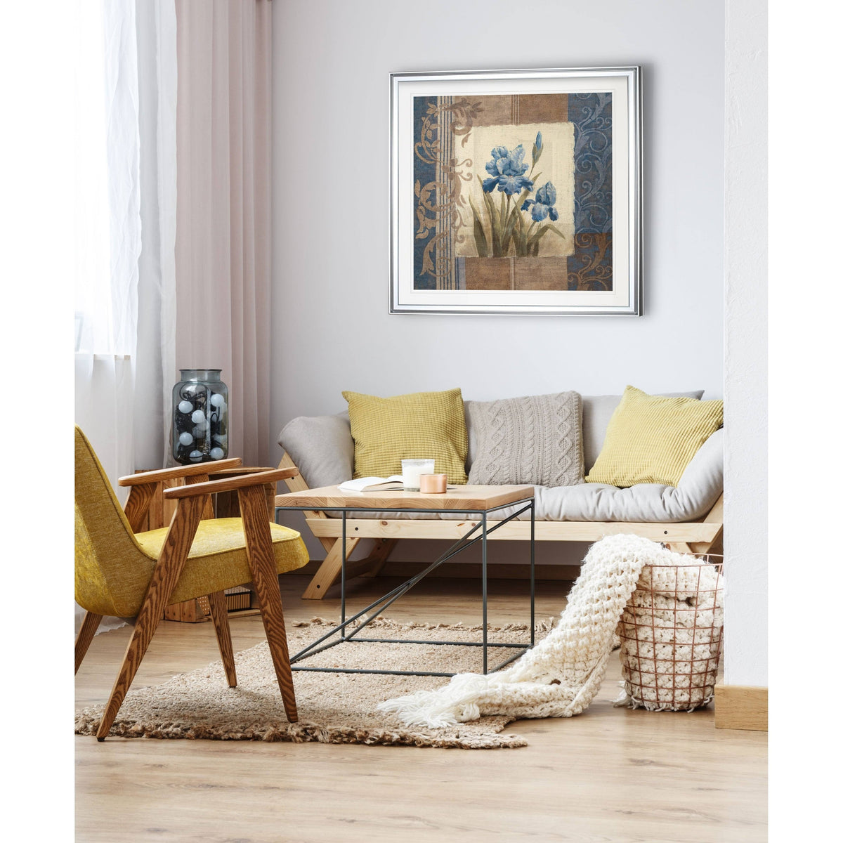 Blue Iris Scroll Framed Giclee Print 38x38 O935614