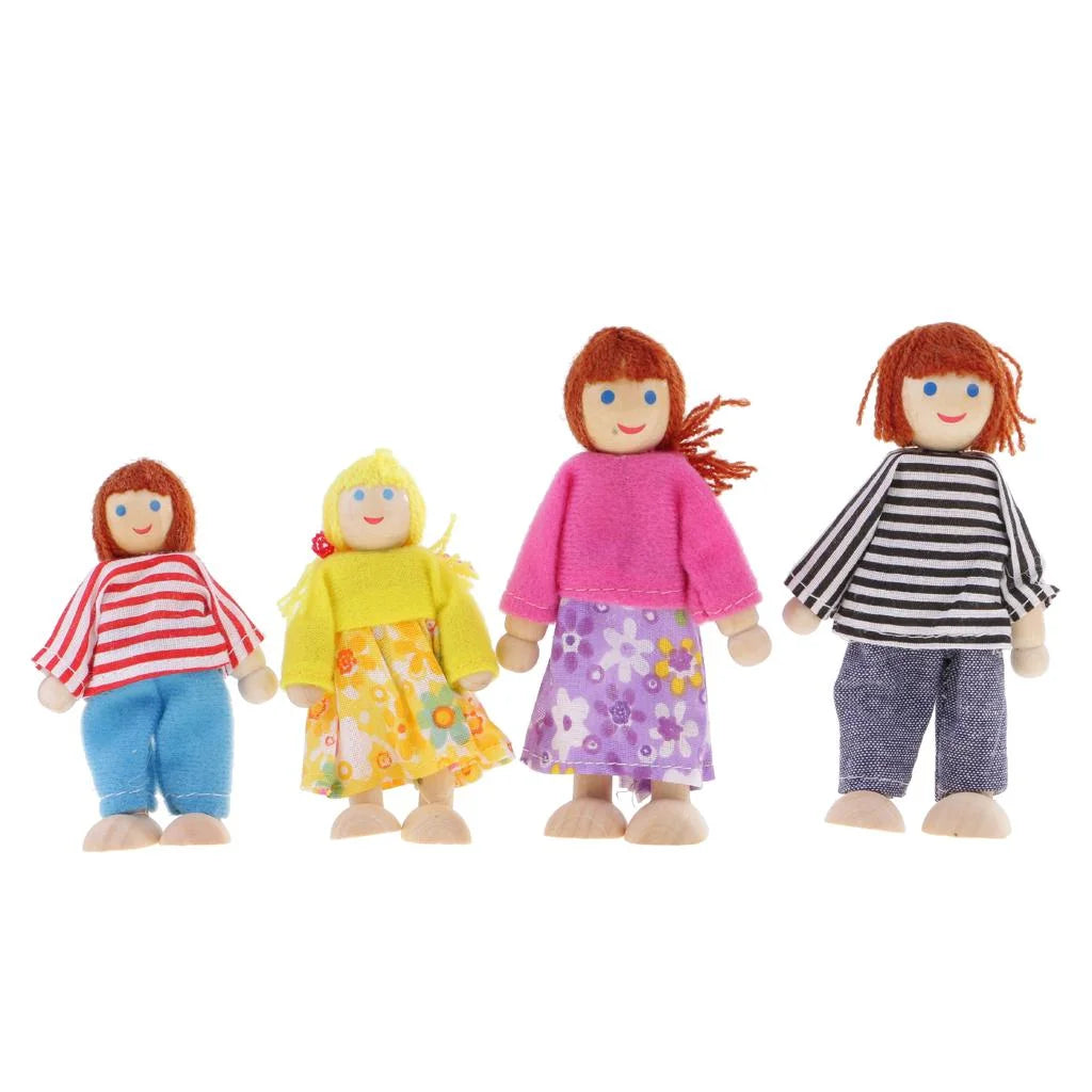 Wooden Doll Family Pretend Play Figures W8589