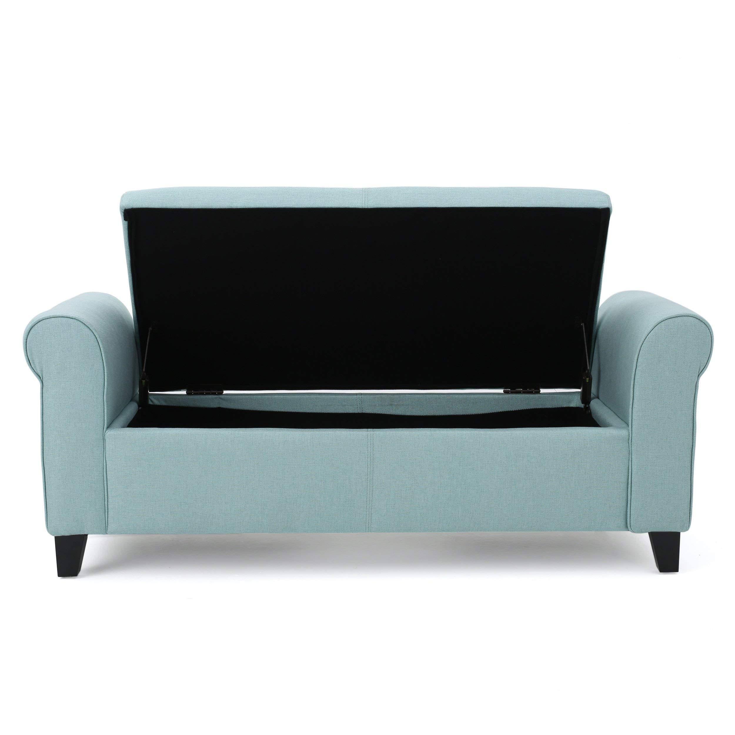 Light Blue Fabric Storage Bench W645068