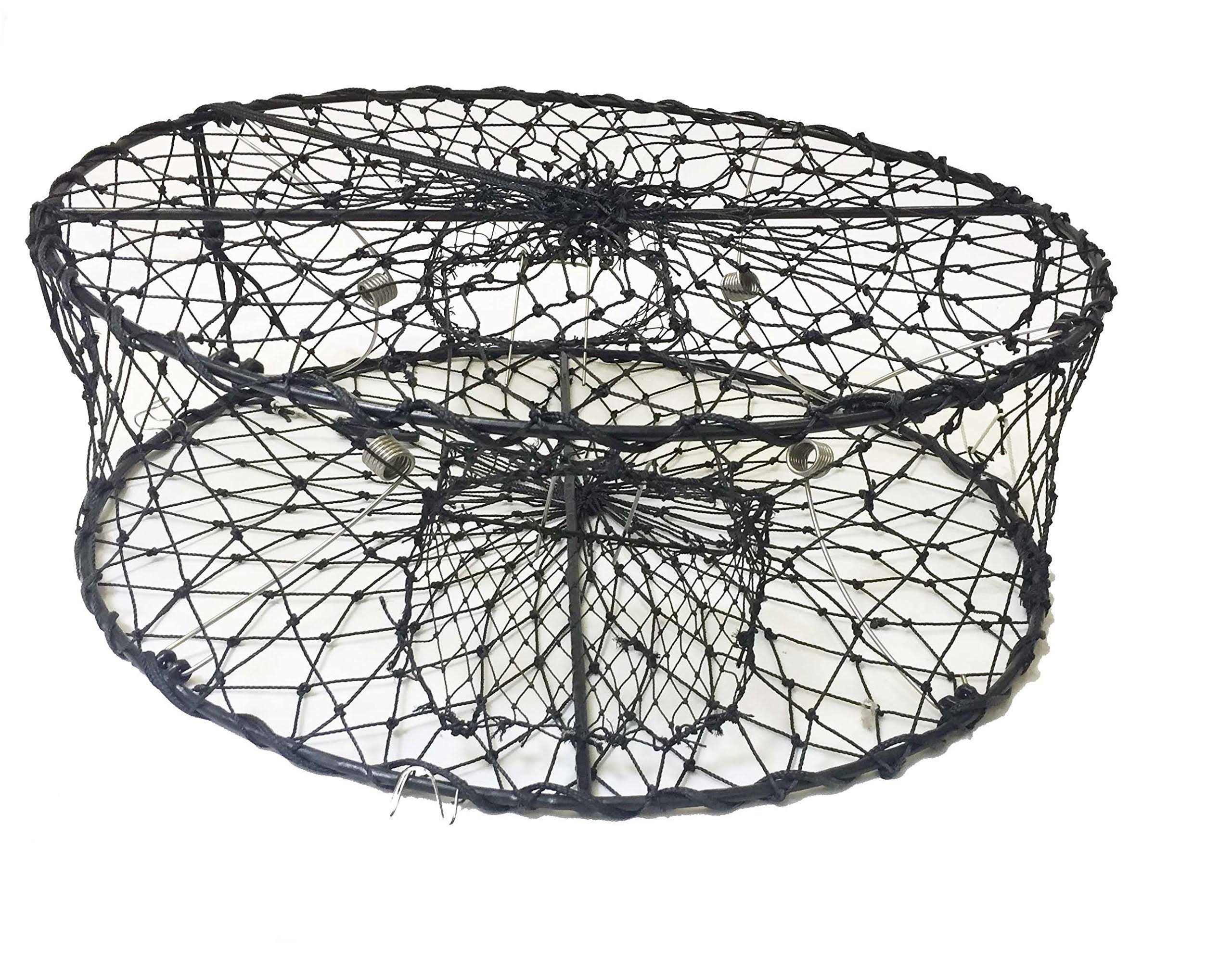Foldable Crab Trap with 3 Stainless Steel Spring 30 x 10 Black I2929