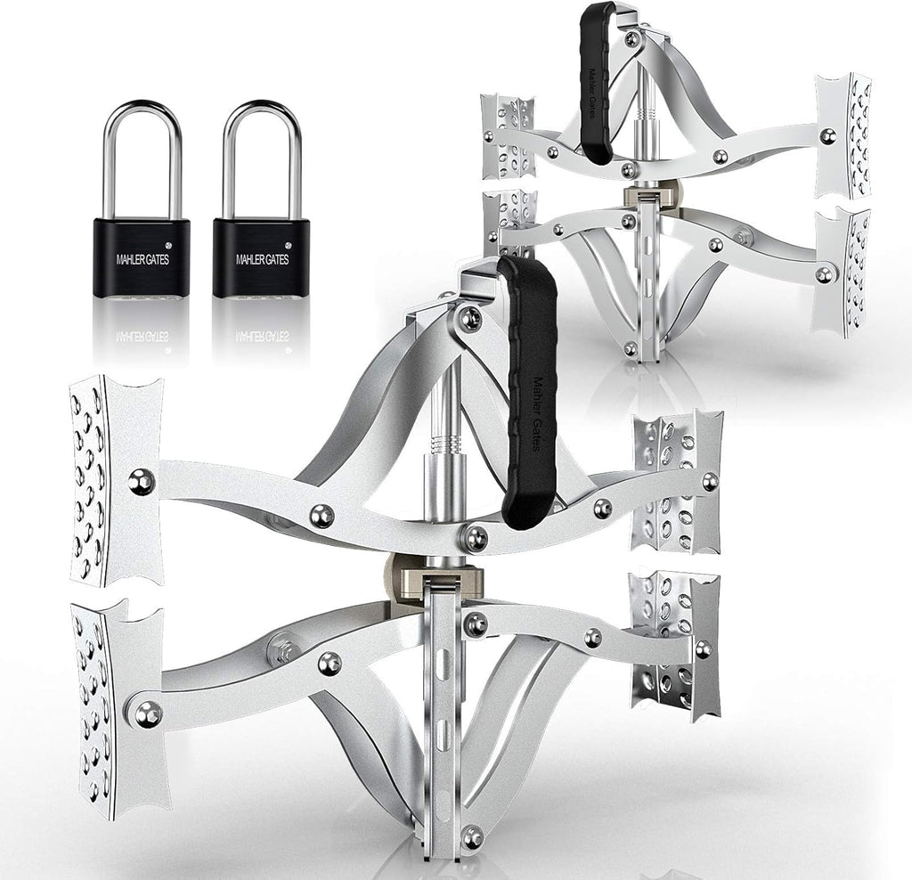 2 Sets 8'' to 17'' Wheel Chocks Stabilizer with Wrench and Code Lock C555