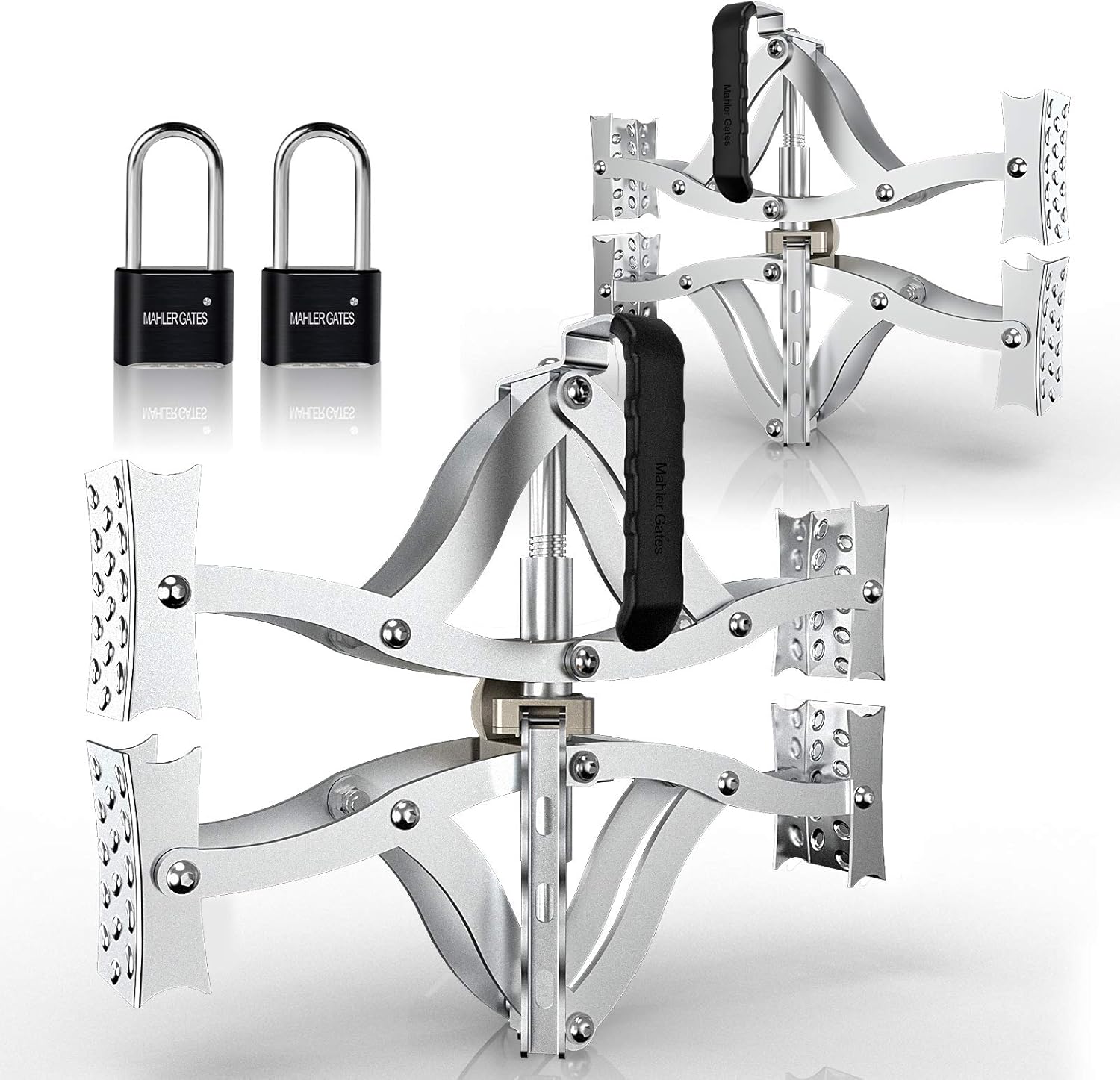 2 Sets 8'' to 17'' Wheel Chocks Stabilizer with Wrench and Code Lock C555