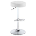 Faux Leather Adjustable Bar Stool in White F3214