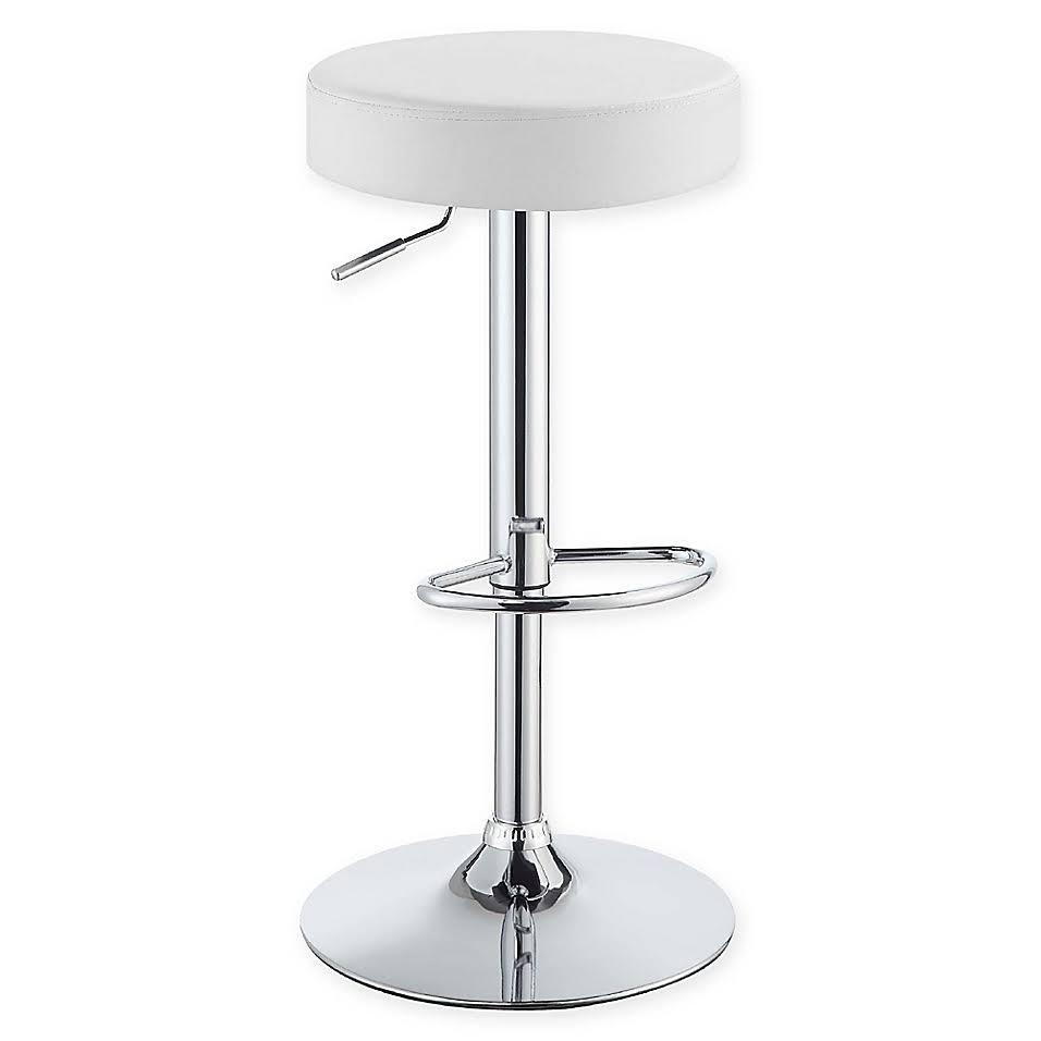 Faux Leather Adjustable Bar Stool in White F3214