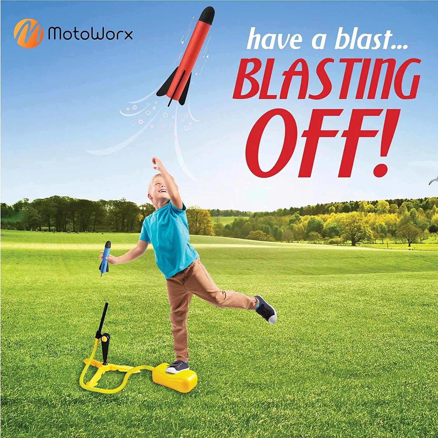 6 Colorful Foam Rockets Toy Rocket Launcher with Sturdy Launcher Stand K617