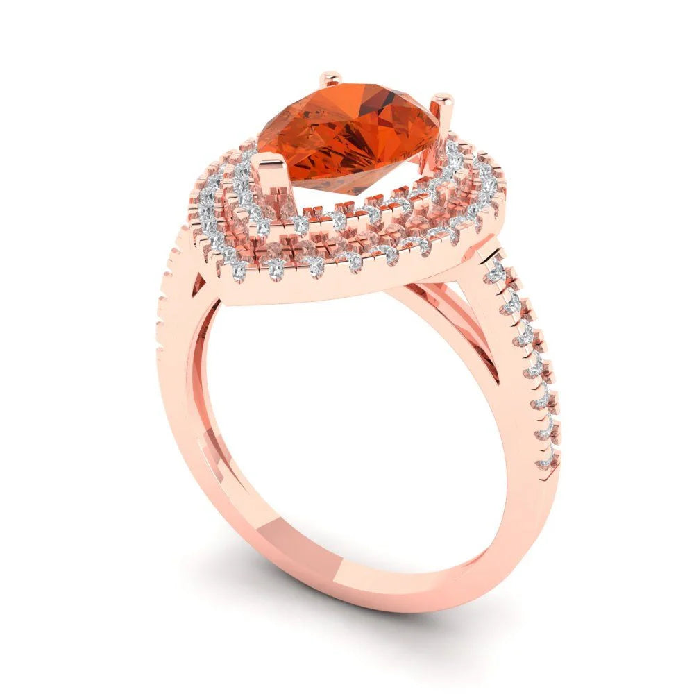 14k Rose Gold Halo Solitaire Ring size 6.5 T63872