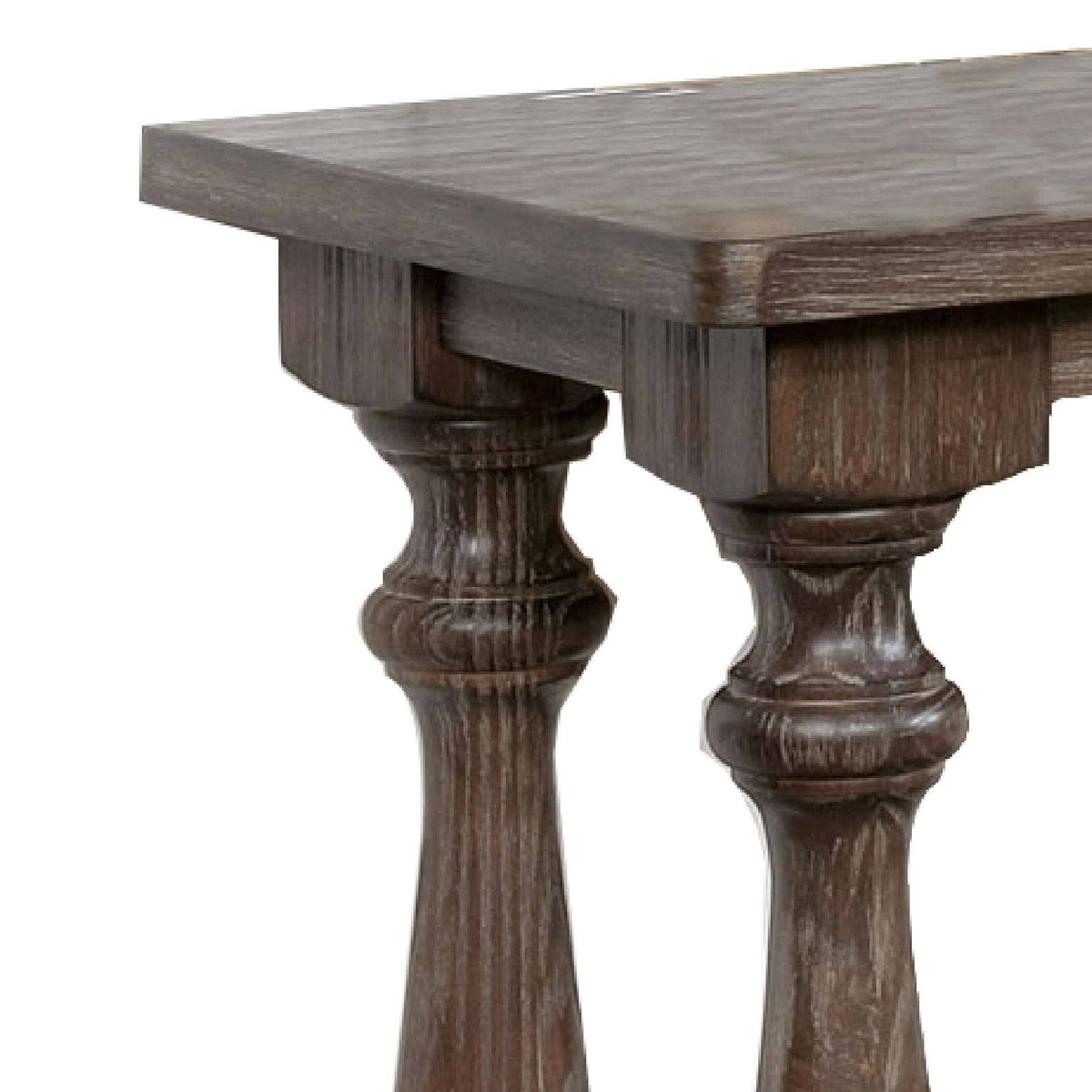Weathered Brown Sofa Table with Turned Legs and Open Shelf L1965
