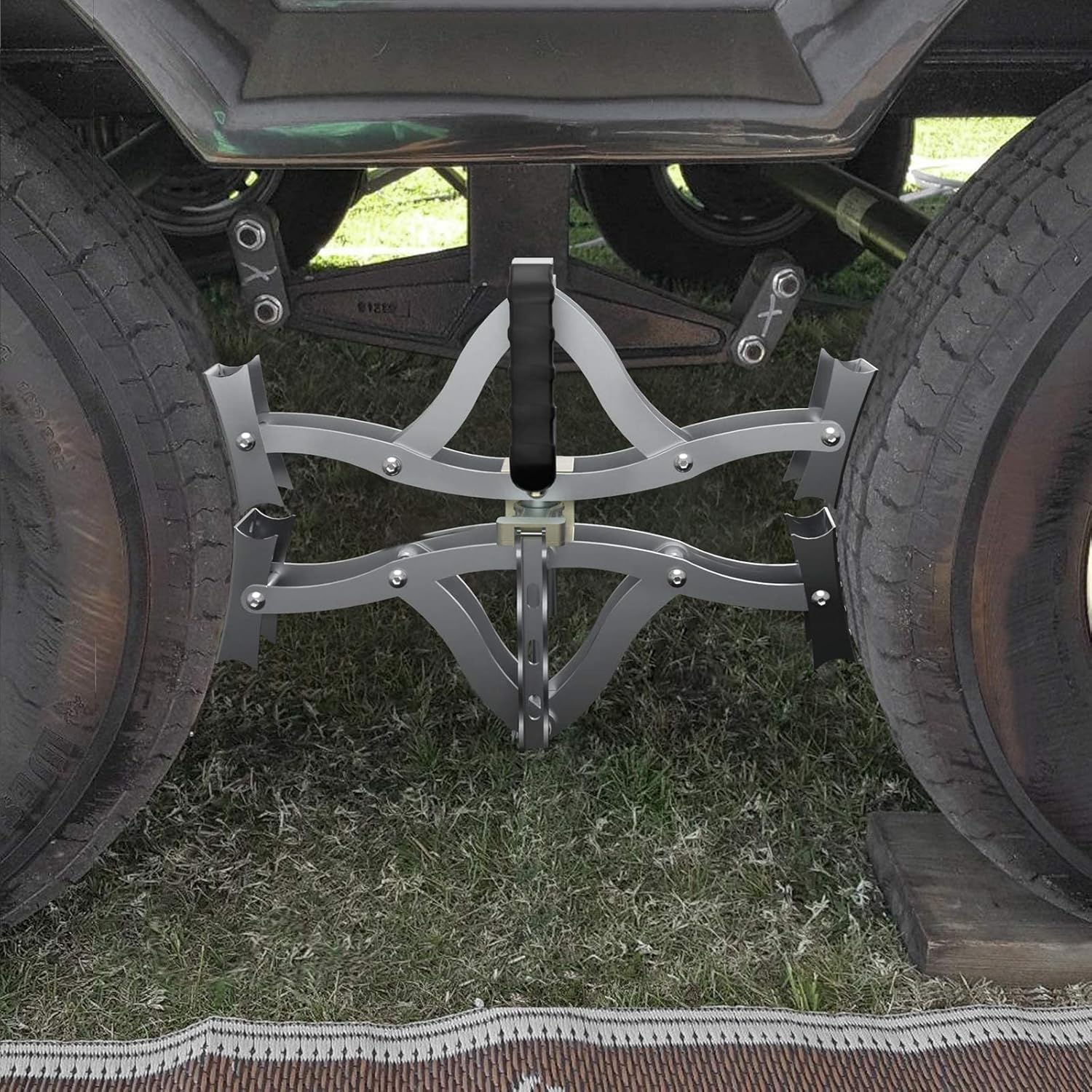 2 Sets 8'' to 17'' Wheel Chocks Stabilizer with Wrench and Code Lock C555