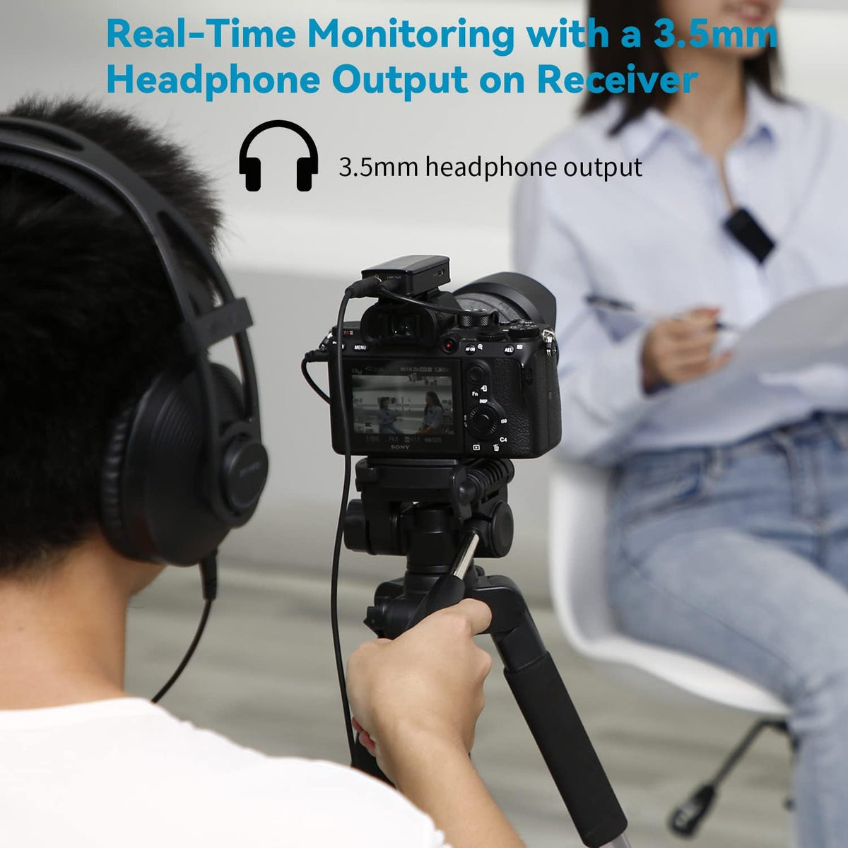 2.4GHz Wireless Dual Channel Cordless Lavalier Microphone System for Phone Camera J939