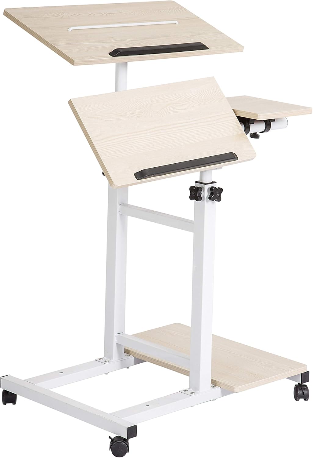 Oak Height Adjustable Standing Desk with Carpet Wheels E85226