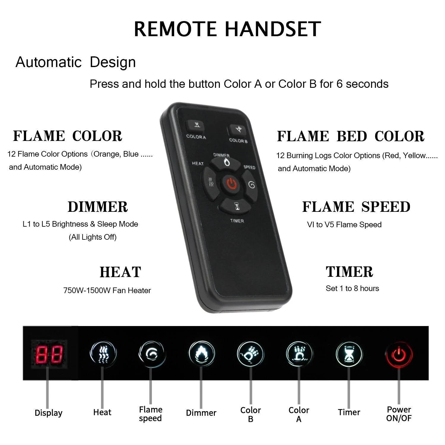 42-Inch Wall-Mounted Electric Fireplace Insert, Black R954303