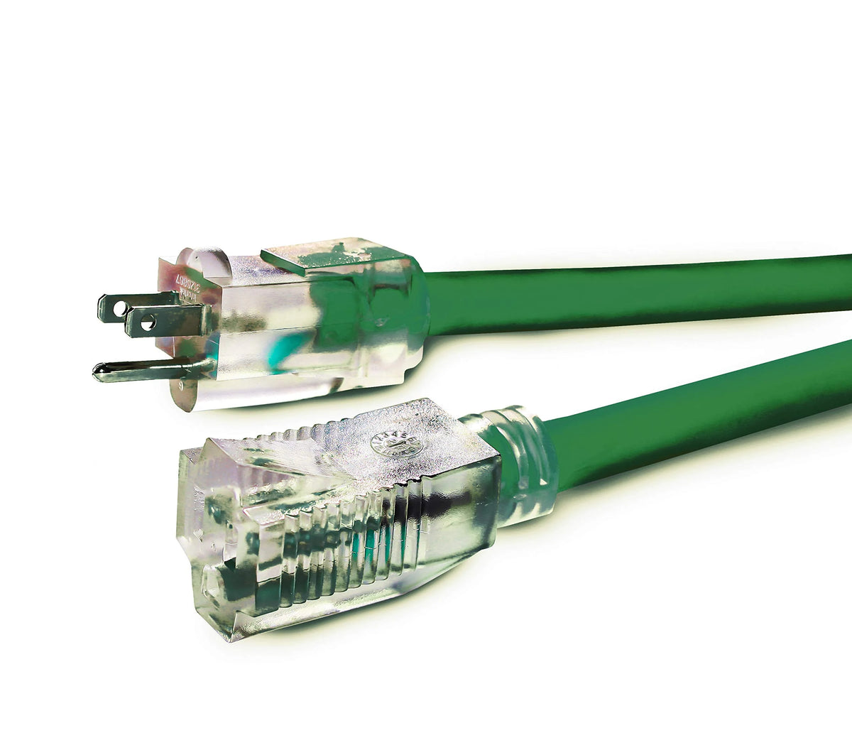 100 ft 14 gauge 3 prong SJTW Green Lighted End Extension Cord I712