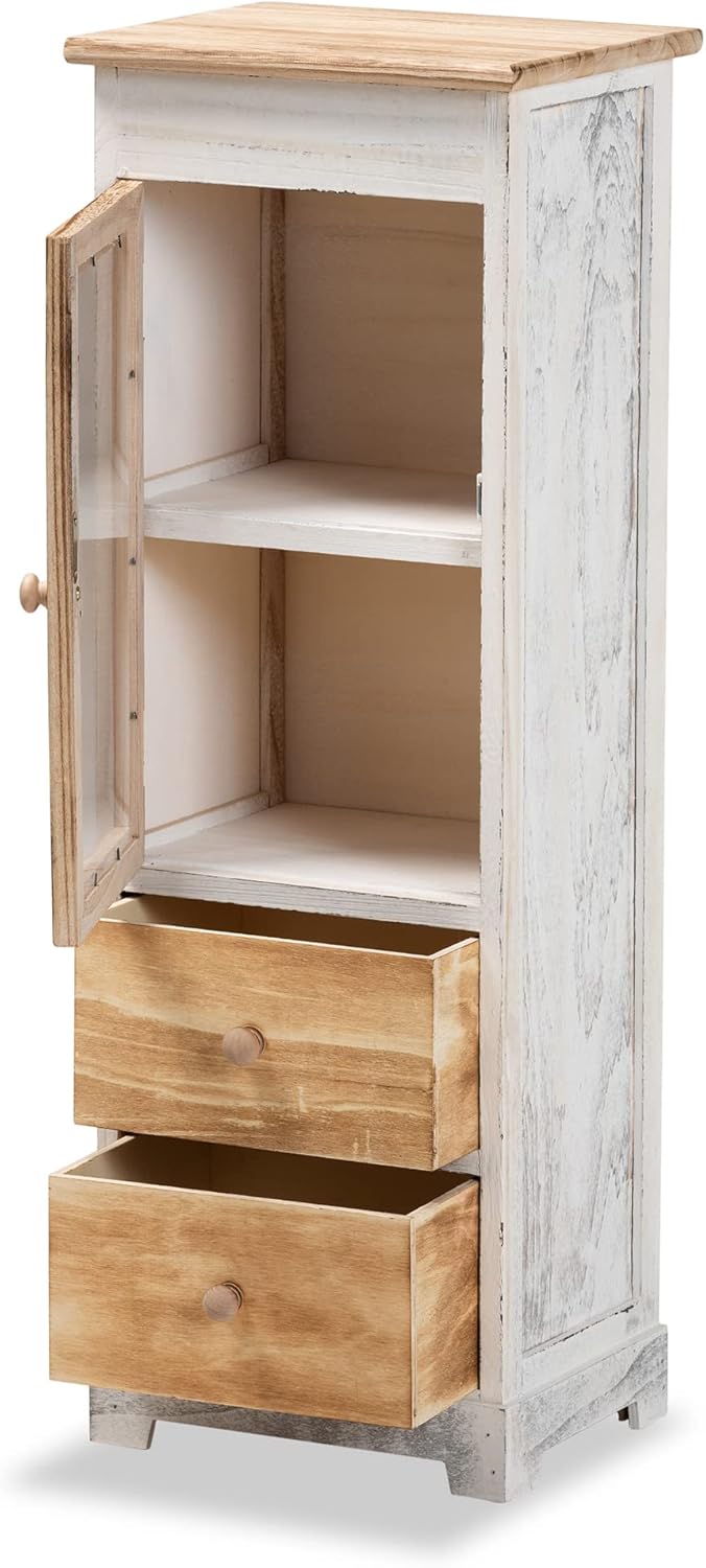 Oak Brown Antique White Shelving and Cabinets L6574