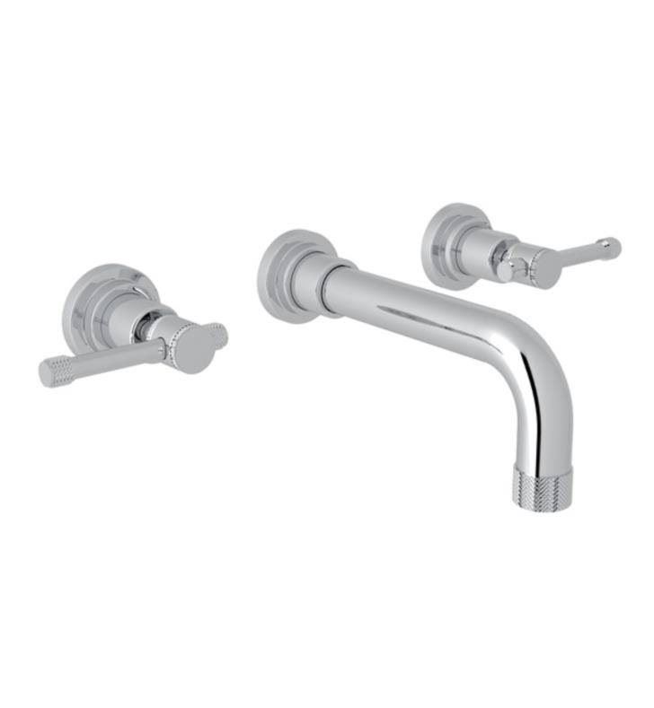 Satin Unlacquered Brass Wall Mount Widespread Lavatory Faucet H52193