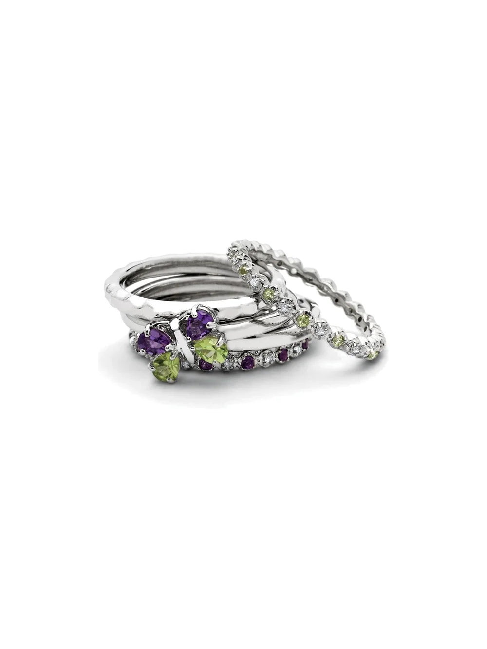 Amethyst Ring 1/5 Carat (Ctw) with Diamond Accent in Sterling Silver B173047