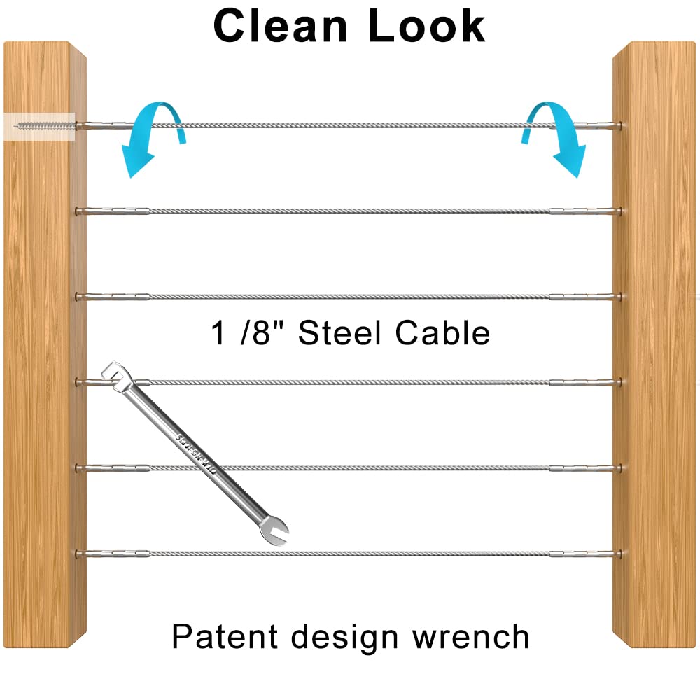 T316 Stainless Steel Swage Lag Screws for Wood Post Deck Railing Kit, 60 Packs S1830