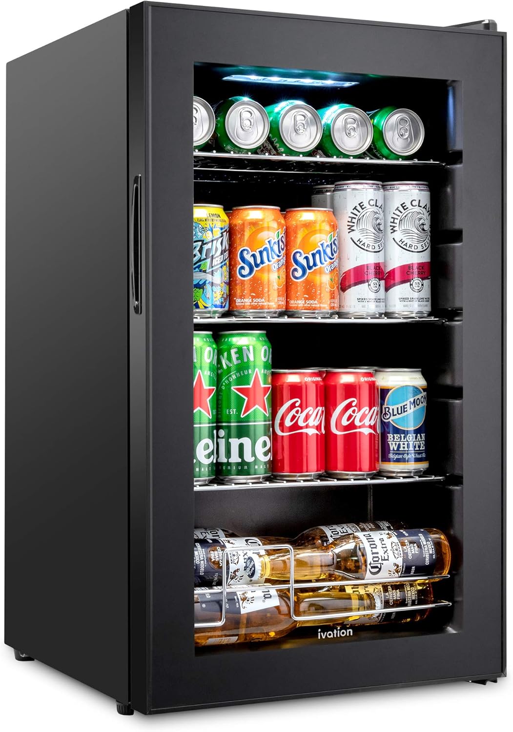 62 Can Stainless Steel Beverage Refrigerator with Reversible Glass Door Q219898