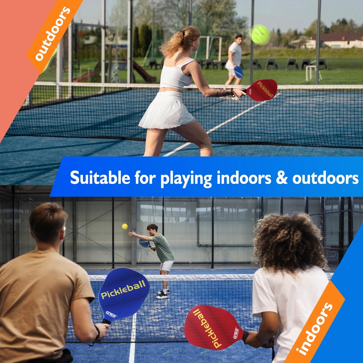 Hardwood Pickleball Paddle Set with Pickleball and Carry Bag - 4 Paddles / 6 Balls Z435