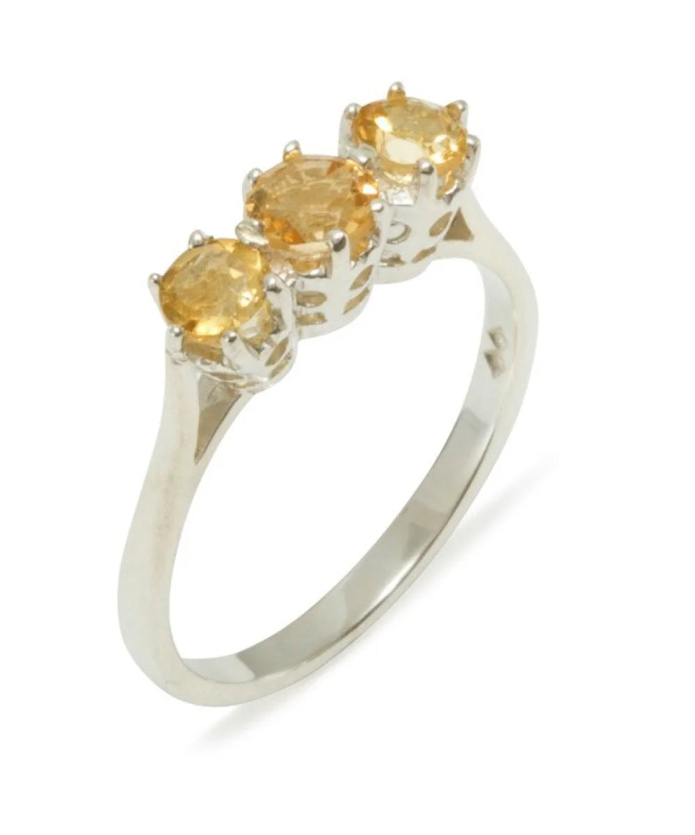 18k White Gold Natural Citrine Ring Size 10 V6151