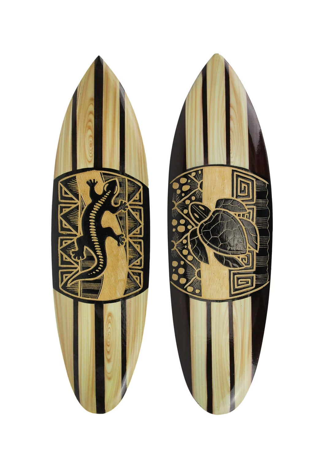 Carved Wood Surfboards Wall Hanging Art Set Of 2 M101