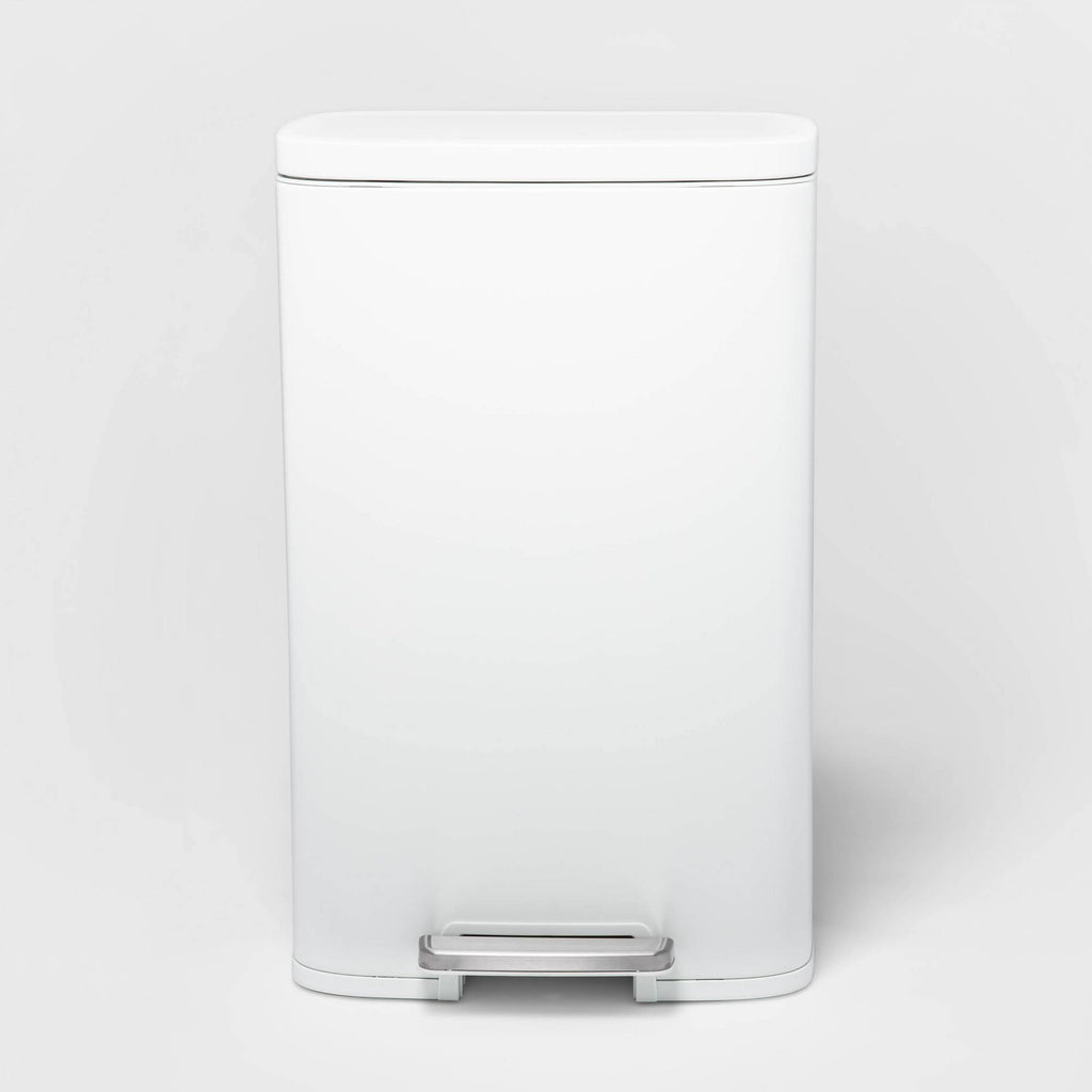 45L Rectangle Step Trash Can White B2995