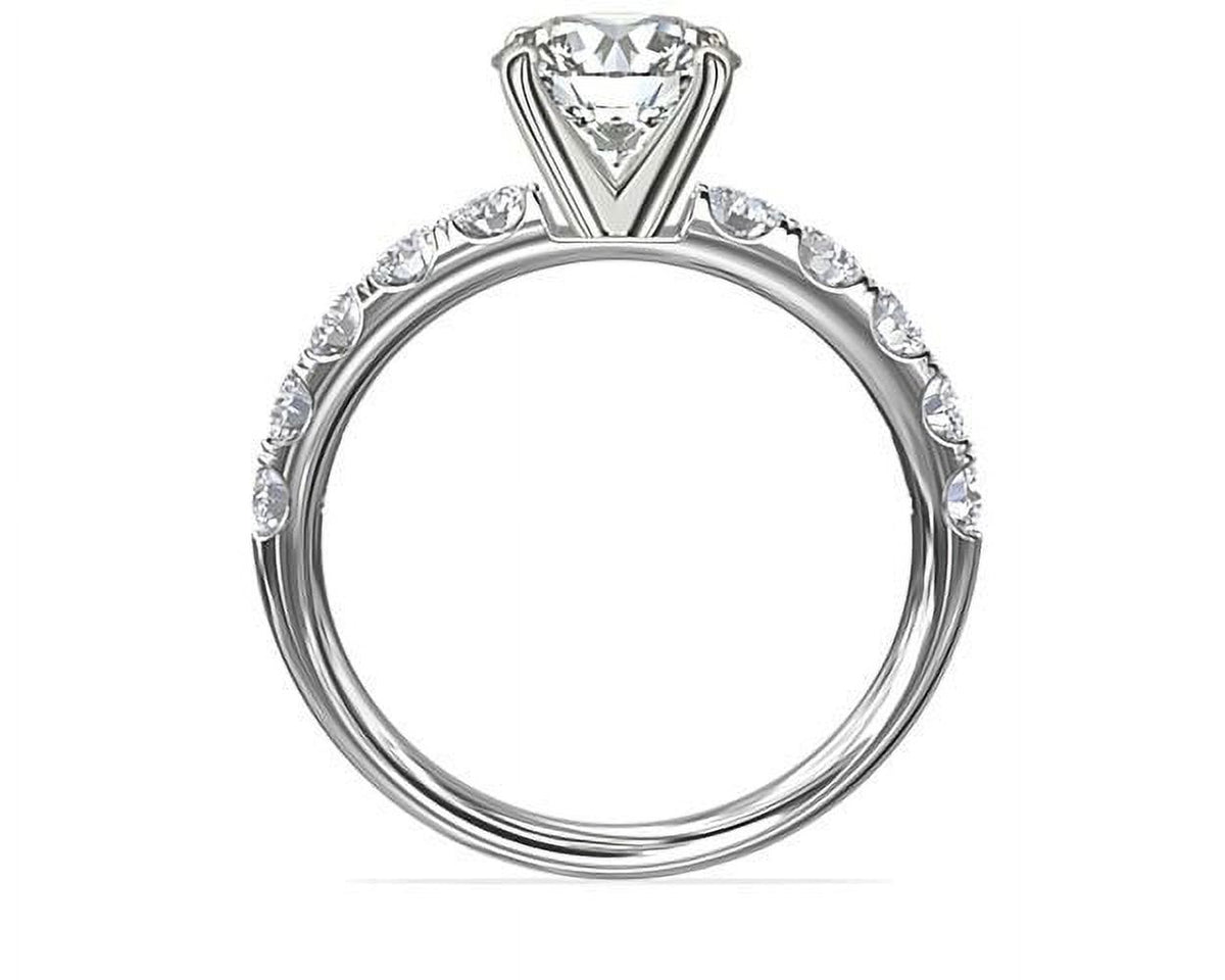 14K White Gold Solitaire Ring with Accents L642106