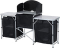 6' Aluminum Portable Camping Kitchen with Windscreen and 5 Cupboards S45095