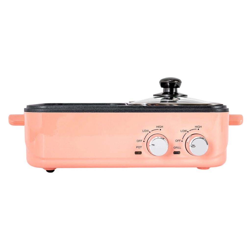 2 in 1 Portable Electric Hot Pot Barbecue Grill Non-Stick Pan N2408