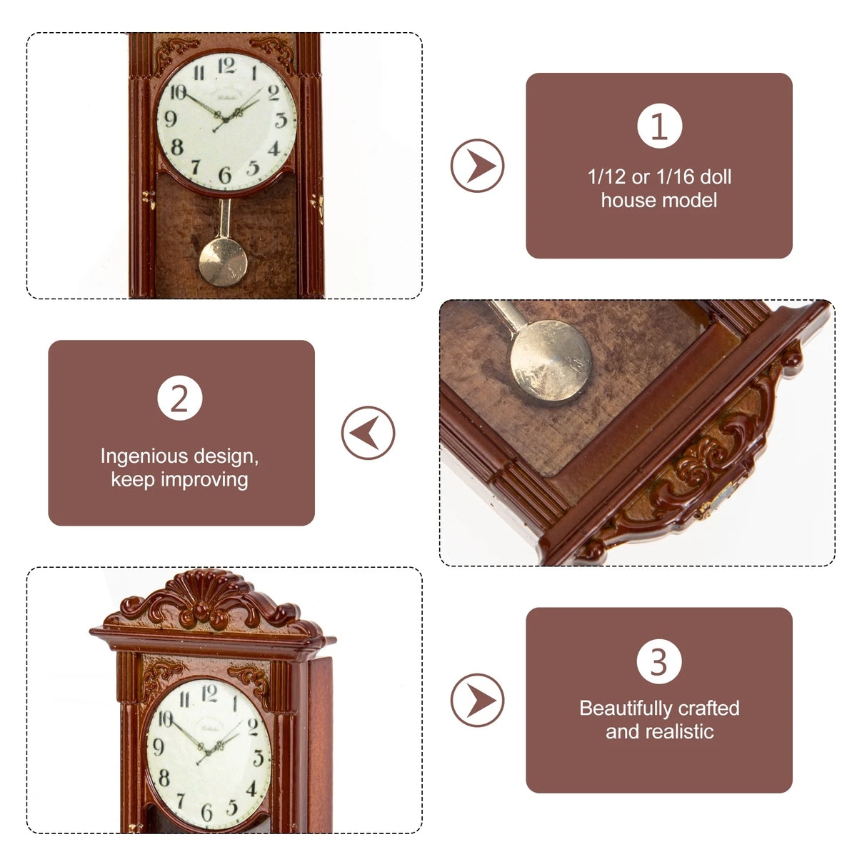 Miniature Dollhouse Roman Clock C67573