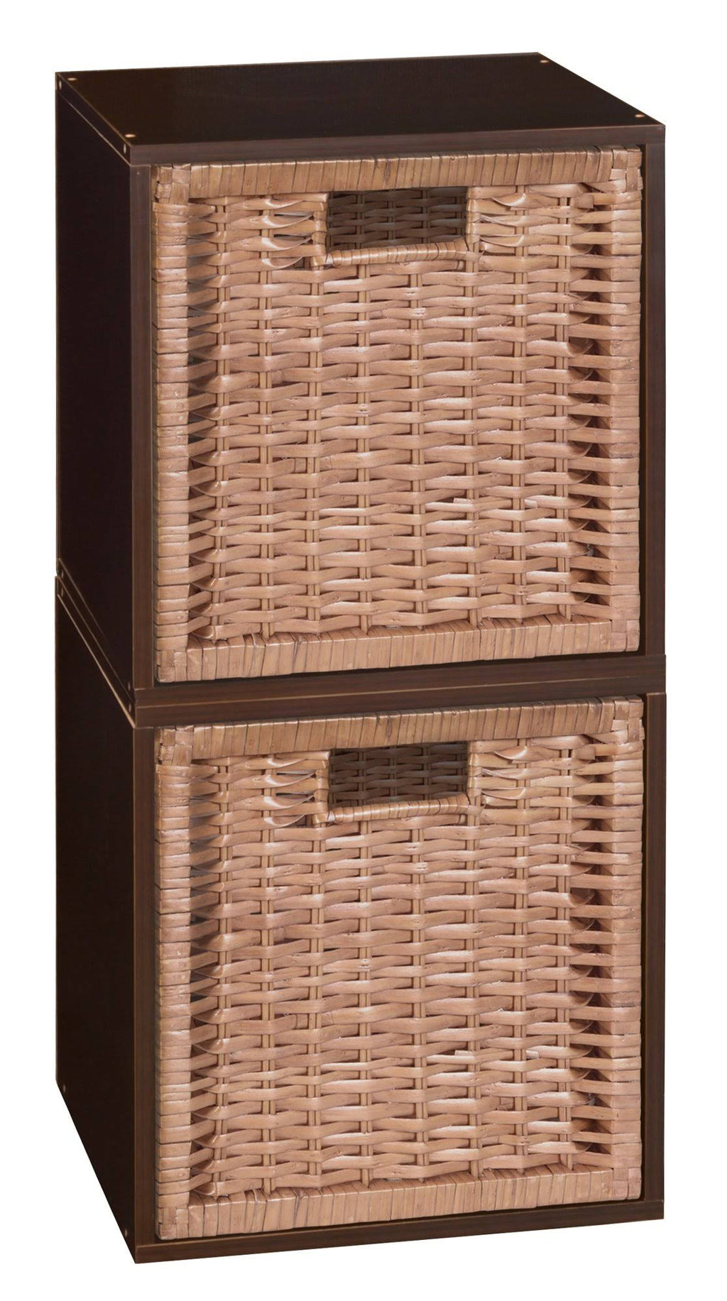 Truffle/Natural 2 Cubes and 2 Wicker Baskets Storage Set Y220866