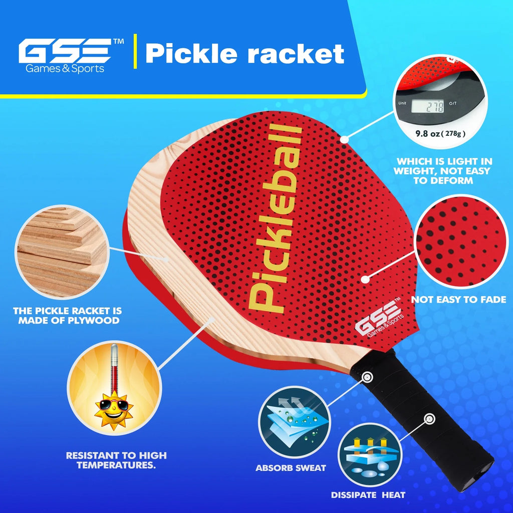 Hardwood Pickleball Paddle Set with Pickleball and Carry Bag - 4 Paddles / 6 Balls Z435