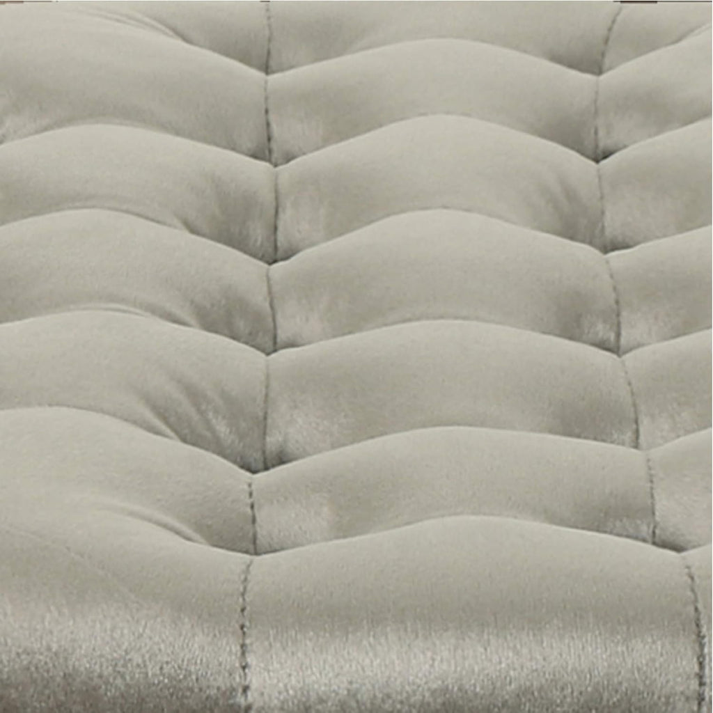 Grey Velvet Tufted Ottoman V9371