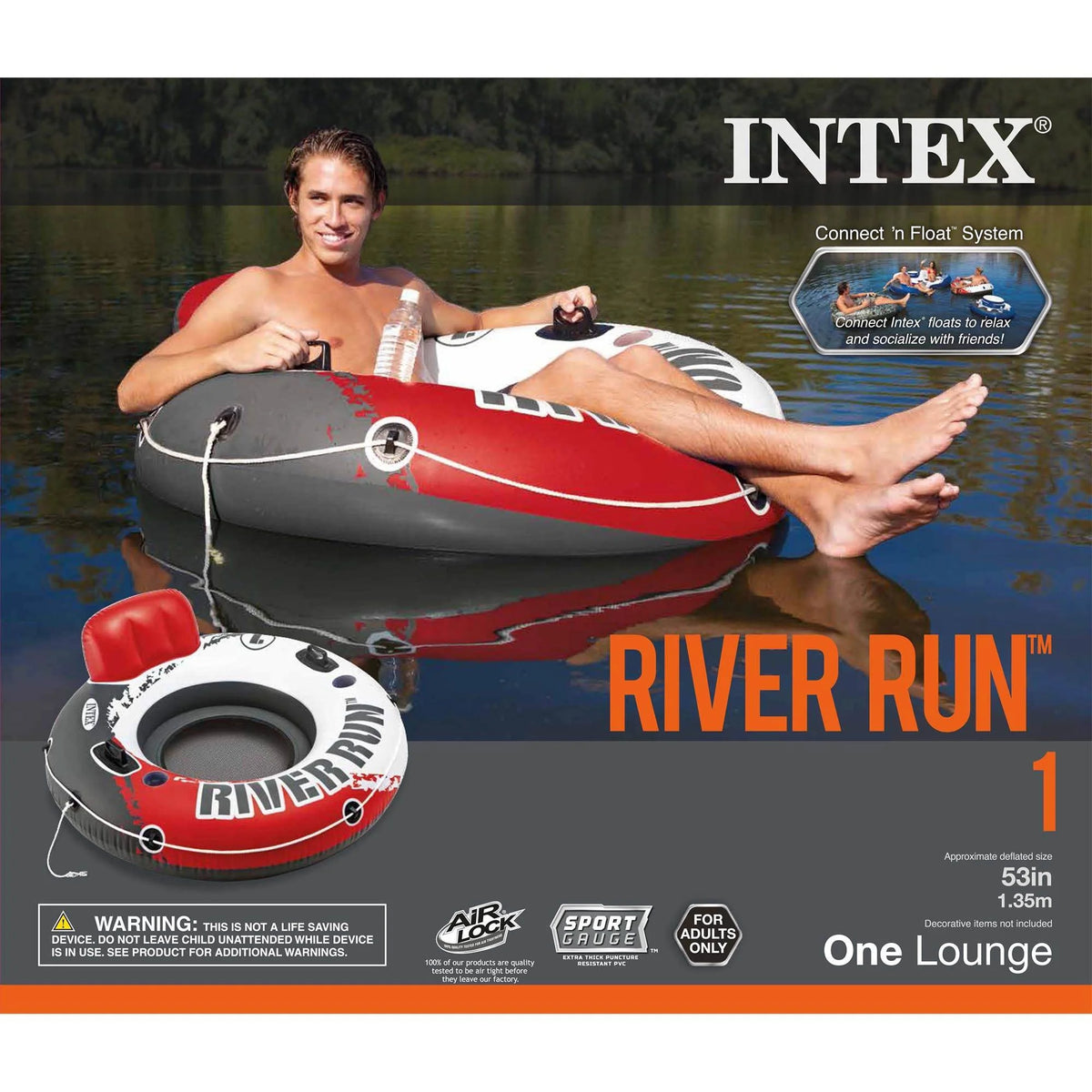 Red Inflatable Tube 6 Pack and 2-Person River Float 2 Pack A163154