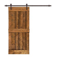 Distressed Mid-Bar Walnut Stained Solid Knotty Pine Wood Interior Sliding Barn Door with Hardware Kit M9965