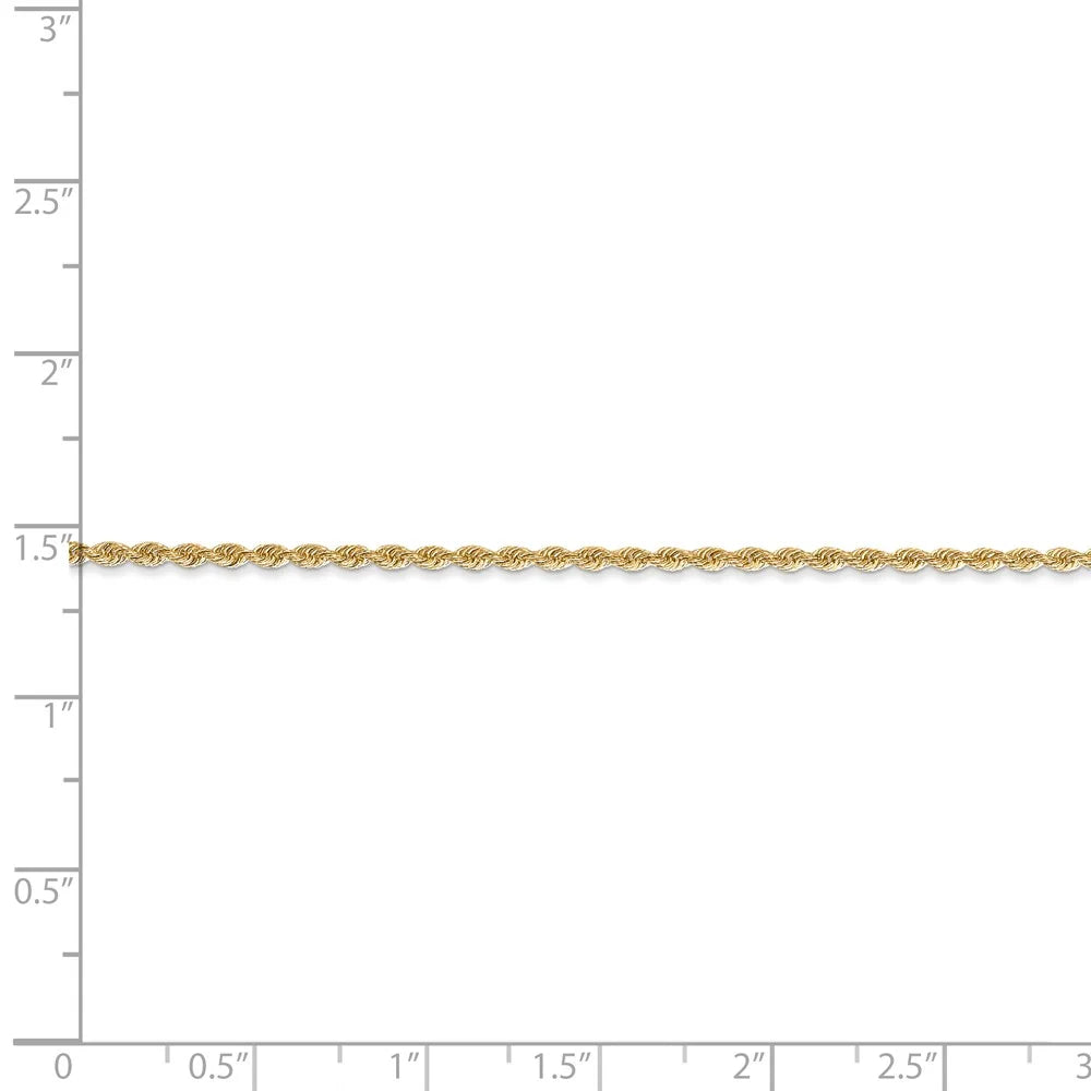 14kt Yellow Gold Rope Chain Anklet 9 inch Lobster Clasp Y438324