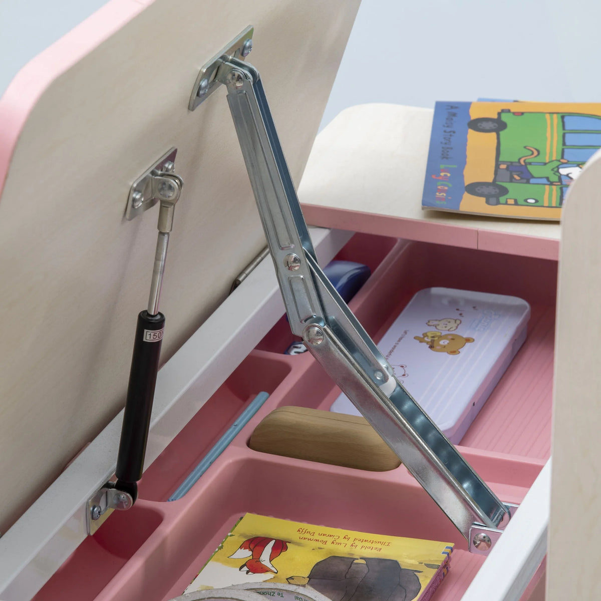 Pink Wooden Kids Study Desk with Drawer and Storage Shelf P654