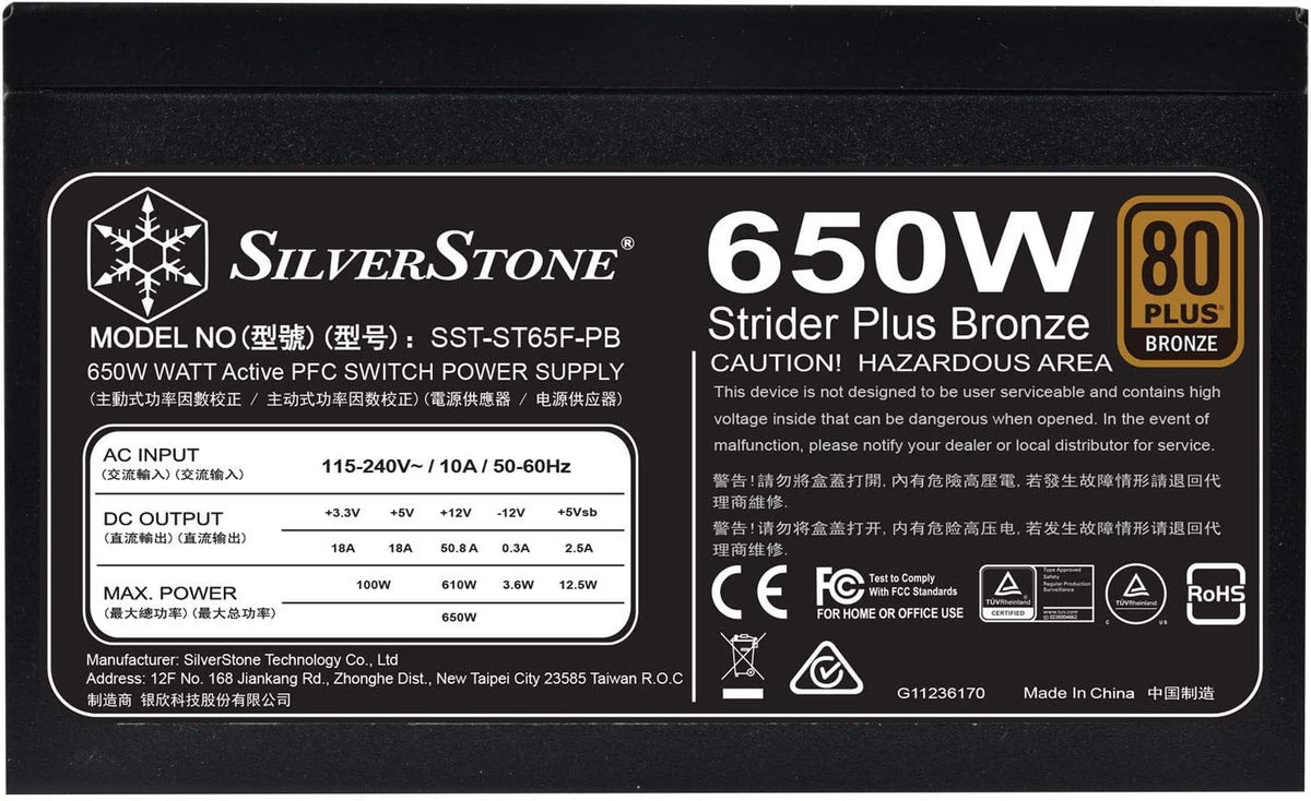 650 Watt ATX Power Supply 80 Plus Bronze Modular Cable Design K969