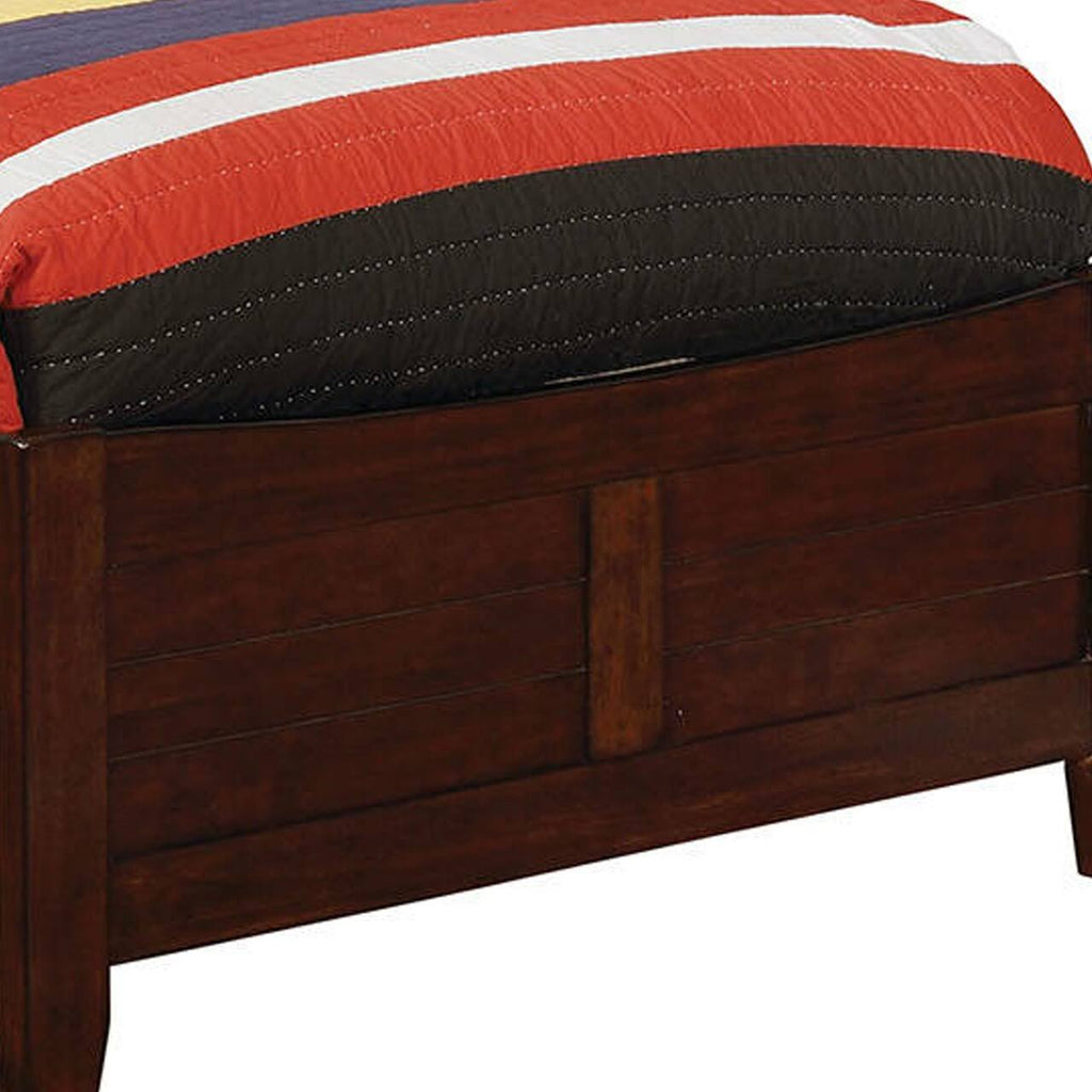 Cherry Brown Twin Bed with Plank Style Headboard J3949