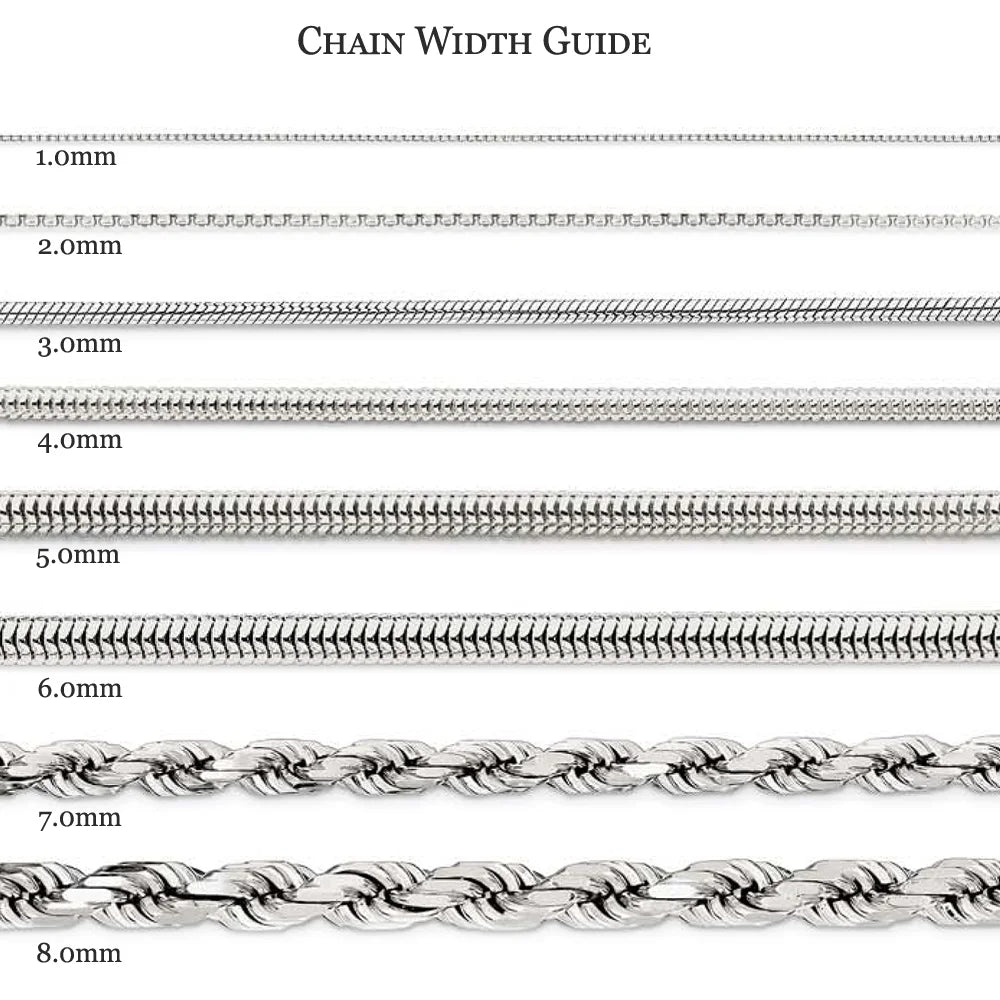 14K White Gold .8mm Baby Wheat Chain I708