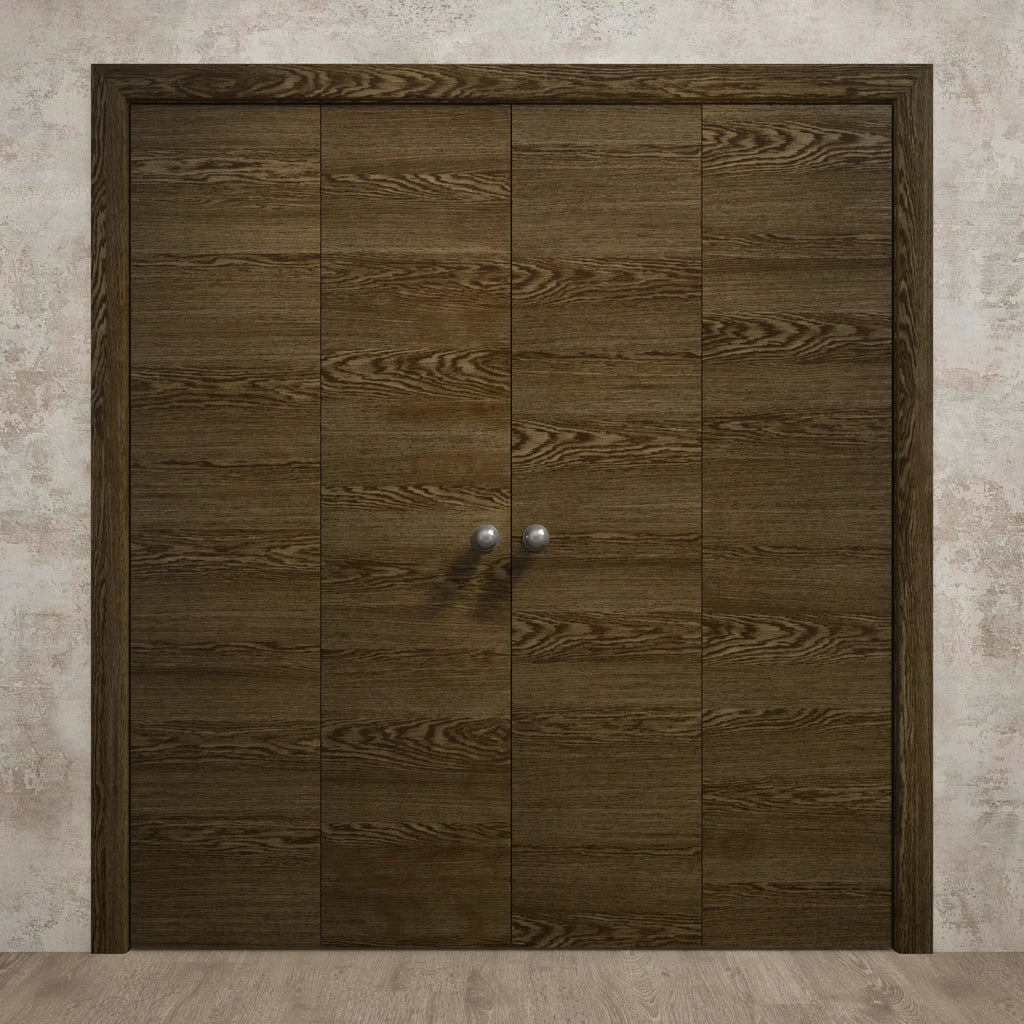 Sliding Double Bi-fold Closet Doors 96 x 80 inches Wood Solid Hardware Set C538