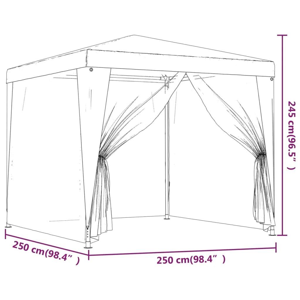 Green 8.2'x8.2' HDPE Party Tent with 4 Mesh Sidewalls Q3578