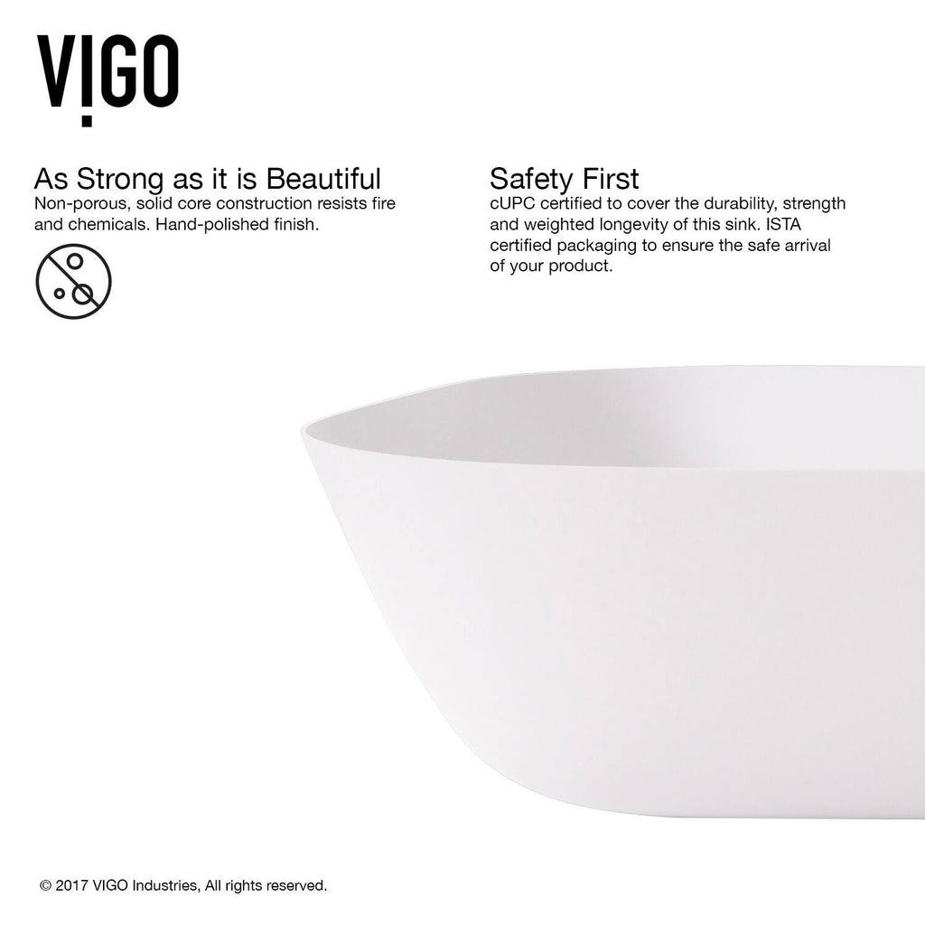 Matte Stone Vessel Bathroom Sink (White) E226