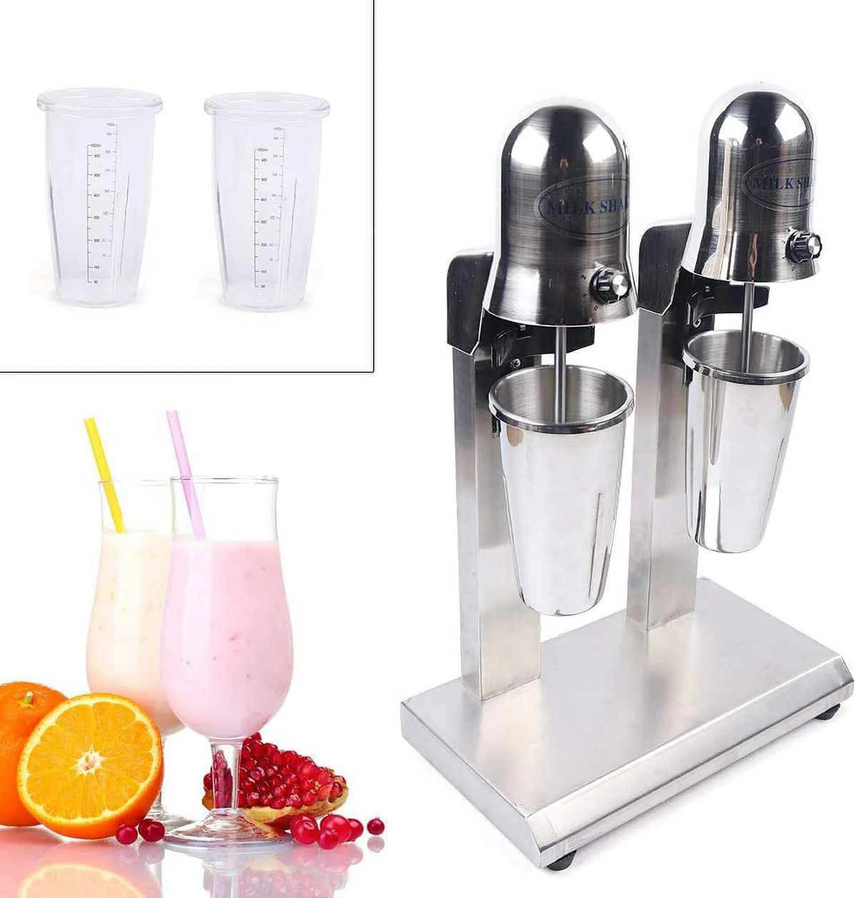 Dual Head Commercial Electric Milk Shaking Machine with 2pcs 650ml Cup Drink Mixer N379