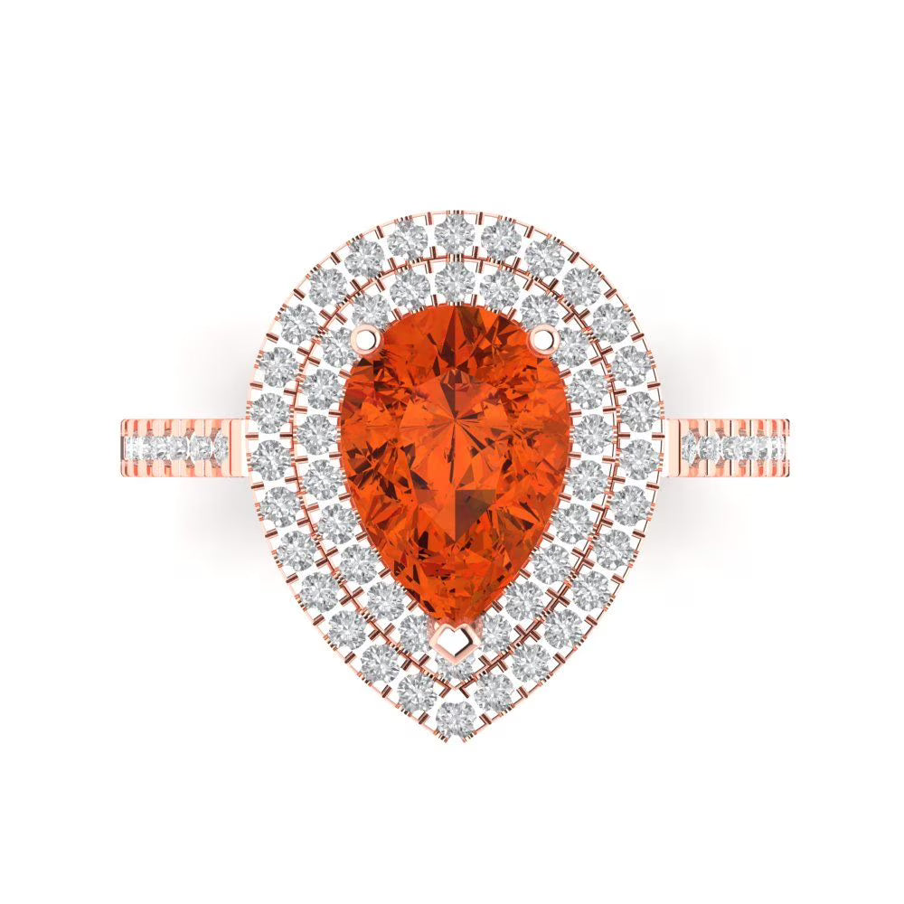 14k Rose Gold Halo Solitaire Ring size 6.5 T63872