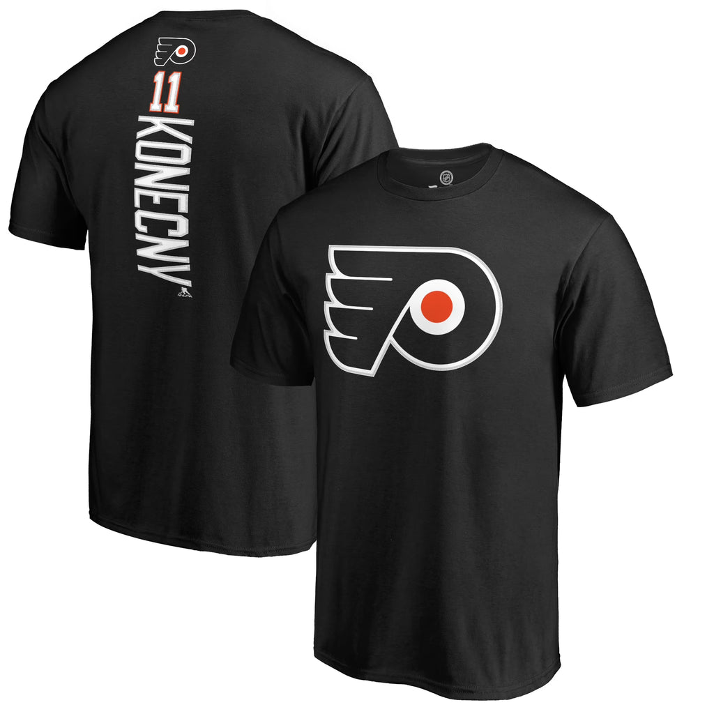 Black Philadelphia Flyers Team Logo Backer Name & Number T-Shirt I3680