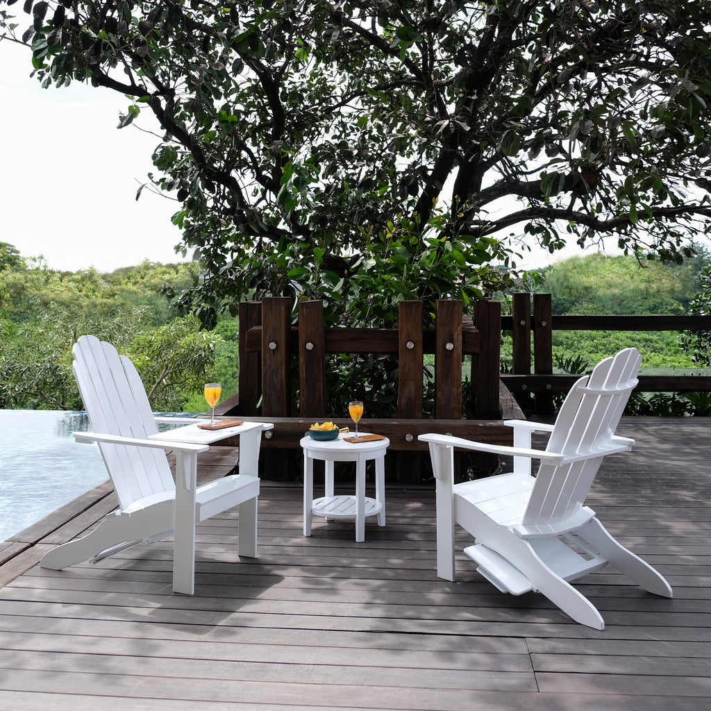 White Solid Wood Adirondack Chair with Tray Table A960