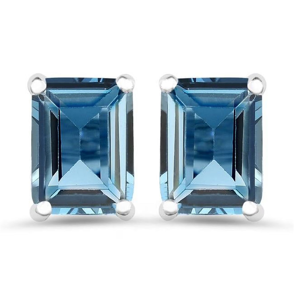 3.90 Carat Genuine London Blue Topaz 0.925 Sterling Silver Earrings N4473