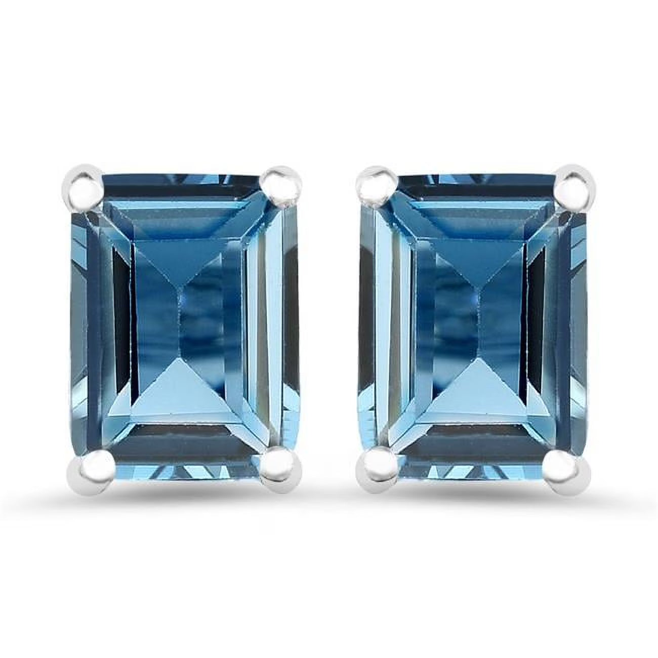 3.90 Carat Genuine London Blue Topaz 0.925 Sterling Silver Earrings N4473